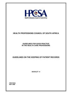 Guidelines on the Keeping of Patient Records