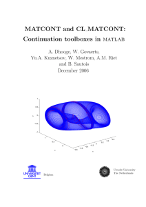MATCONT and CL MATCONT: Continuation toolboxes in matlab