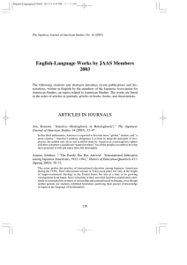 English-Language Works by JAAS Members 2003