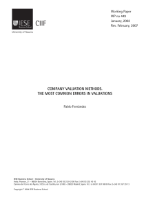company valuation methods. the most common errors in valuations