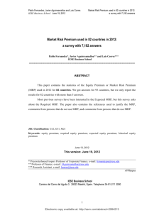 Market Risk Premium used in 82 countries in 2012: a survey with