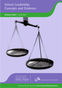 school leaders concepts and evidence summary report