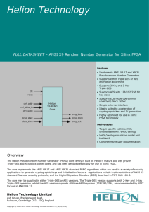 PRNG ANSI Xilinx FPGA core datasheet