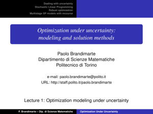 Optimization under uncertainty - DISMA Dipartimento di Scienze