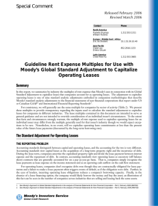 Guideline Rent Expense Multiples for Use with Moody's Global