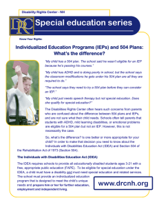 (IEPs) and 504 Plans - Disability Rights Center