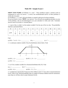 Math 365 - Sample Exam 2