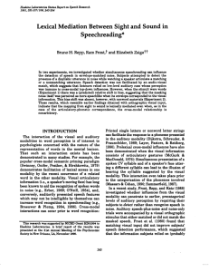 Lexical Mediation Between Sight and Sound in Speechreading*