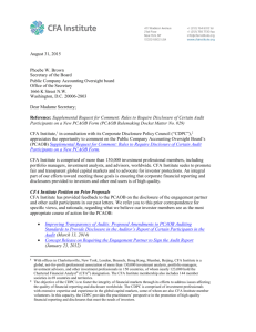 CFA Institute Comment Letter on PCAOB Disclosure of Audit