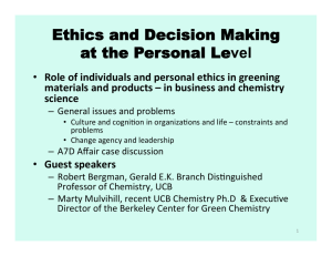 Ethics and Decision-Making at the Personal Level