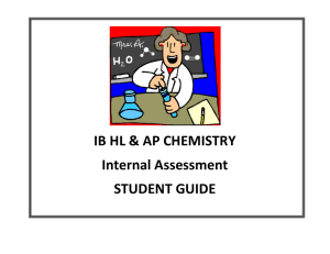 IB HL & AP CHEMISTRY Internal Assessment STUDENT GUIDE