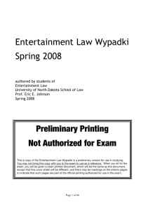 the advance copy of the Entertainment Law Wypadki