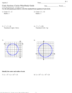 Algebra 2 - Conic Sections Circles Wkst+Study Guide