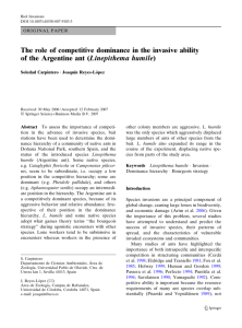 The role of competitive dominance in the invasive ability of the