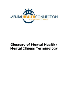 Glossary of Mental Health/ Mental Illness Terminology