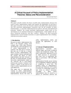 A Critical Account of Policy Implementation Theories