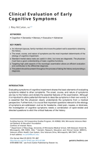 Clinical Evaluation of Early Cognitive Symptoms