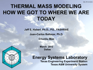 Thermal Mass Modeling - Energy Systems Laboratory