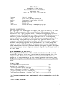 Population Histories of the United States Fall Quarter 2010 MWF 1