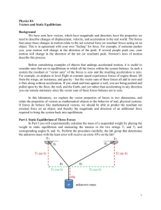 Physics 8A Vectors and Static Equilibrium Background We have