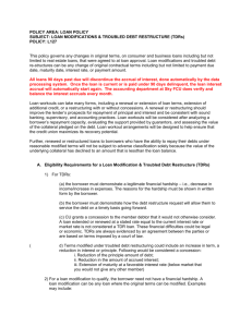 POLICY AREA: LOAN POLICY SUBJECT: LOAN MODIFICATIONS