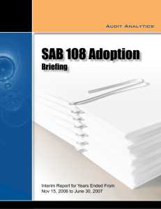 SAB 108 Adoption - Audit Analytics