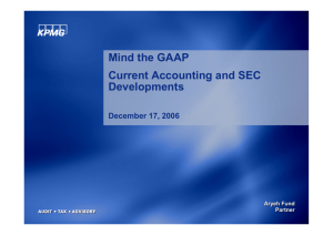 Mind the GAAP Current Accounting and SEC Developments