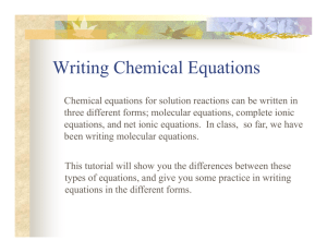 Writing Chemical Equations