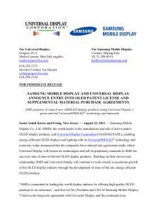 samsung mobile display and universal display announce entry into