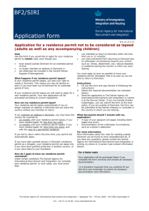 Application for a residence permit in the areas of