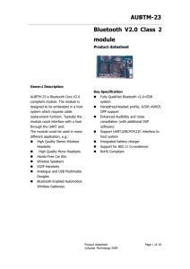 AUBTM-23 Bluetooth V2.0 Class 2 module