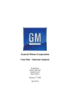 General Motors Corporation Case One – Internal