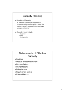 Capacity Planning Determinants of Effective