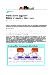 German auto suppliers facing pressure of tier system