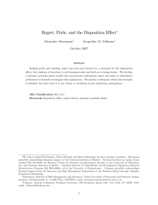 Regret, Pride, and the Disposition Effect"