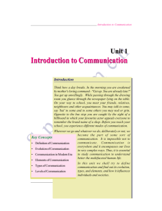 Introduction to Communication Introduction to