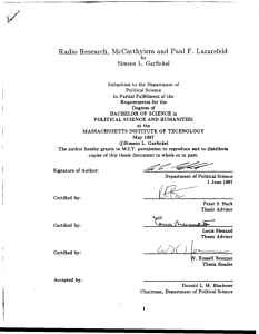 Radio Research, McCarthyism and Paul F. Lazarsfeld
