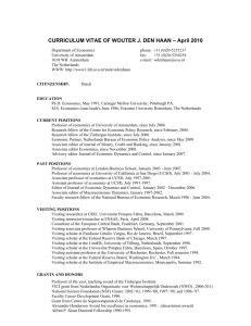 CURRICULUM VITAE OF WOUTER J. DEN HAAN – April 2010