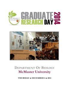 McMaster University - Biology Graduate Research Day 2015