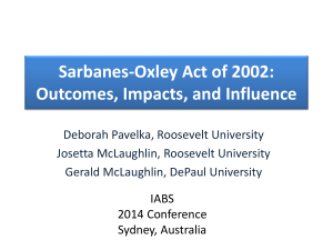 Sarbanes-Oxley Act of 2002: Outcomes, Impacts