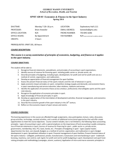 SPMT 420-03 Economics & Finance in the Sport Industry This