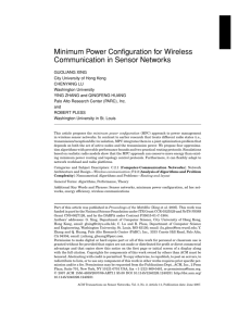 Minimum Power Configuration for Wireless Communication in