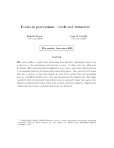 Biases in perceptions, beliefs and behaviors