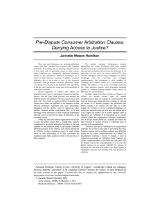 Pre-Dispute Consumer Arbitration Clauses