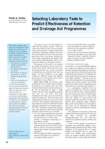 Selecting Laboratory Tests to Predict Effectiveness of Retention and