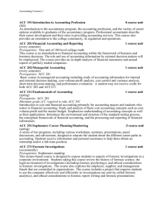 ACC 191/Introduction to Accounting Profession 0 course unit (fall