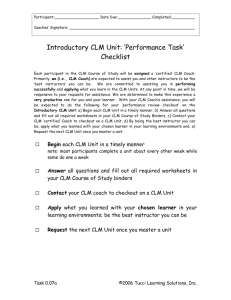 Introductory CLM Unit: 'Performance Task' Checklist