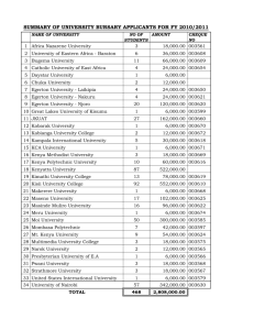 Summary of University Bursary Applicants 2011