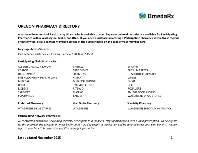 oregon pharmacy directory