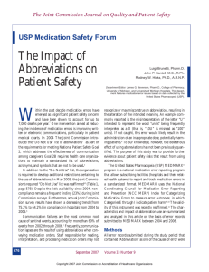 The Impact of Abbreviations on Patient Safety